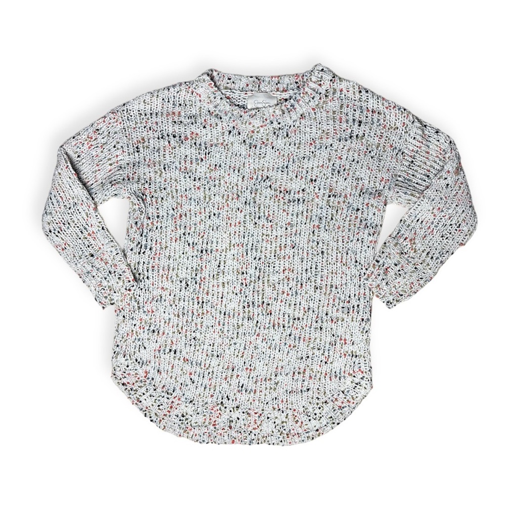 Jessica Simpson White Blue Green Pink Speckled Confetti Sweater Women's Large